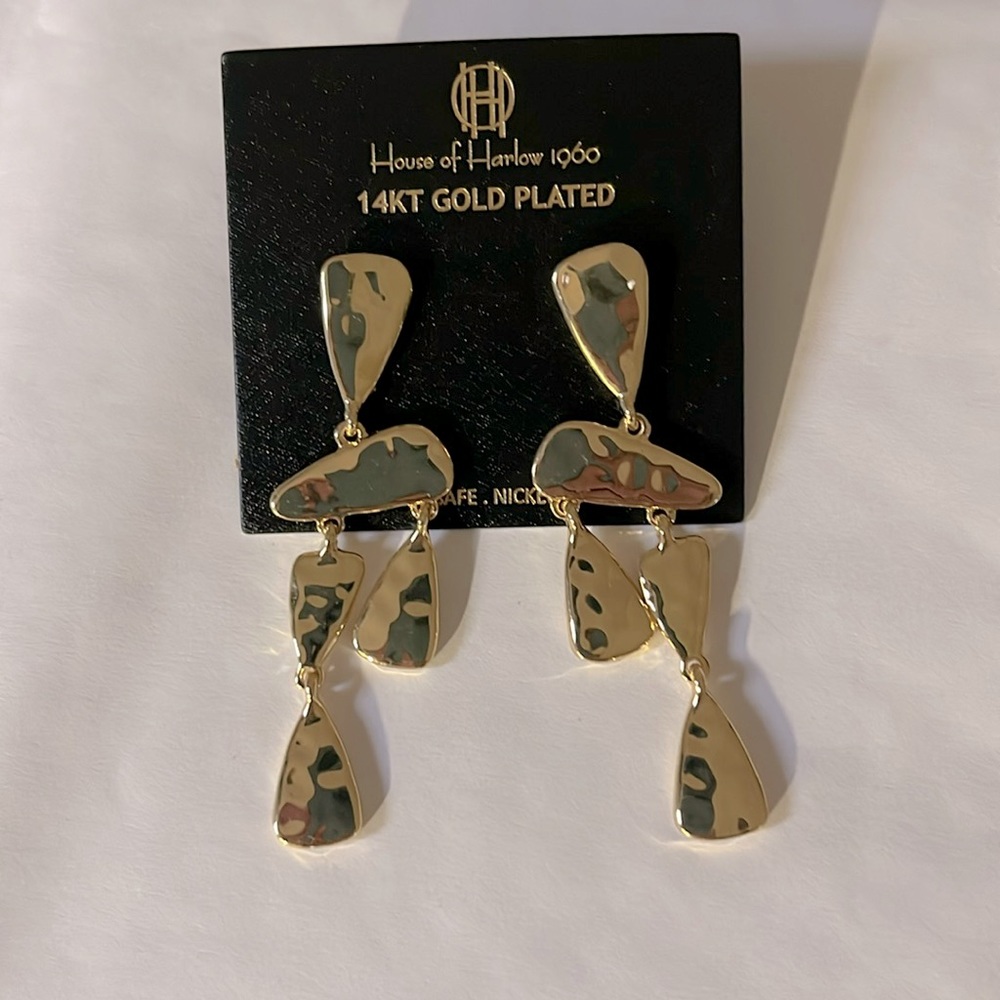 House Of Harlow 1960, 14KT gold plated earrings. New - Picture 1 of 5